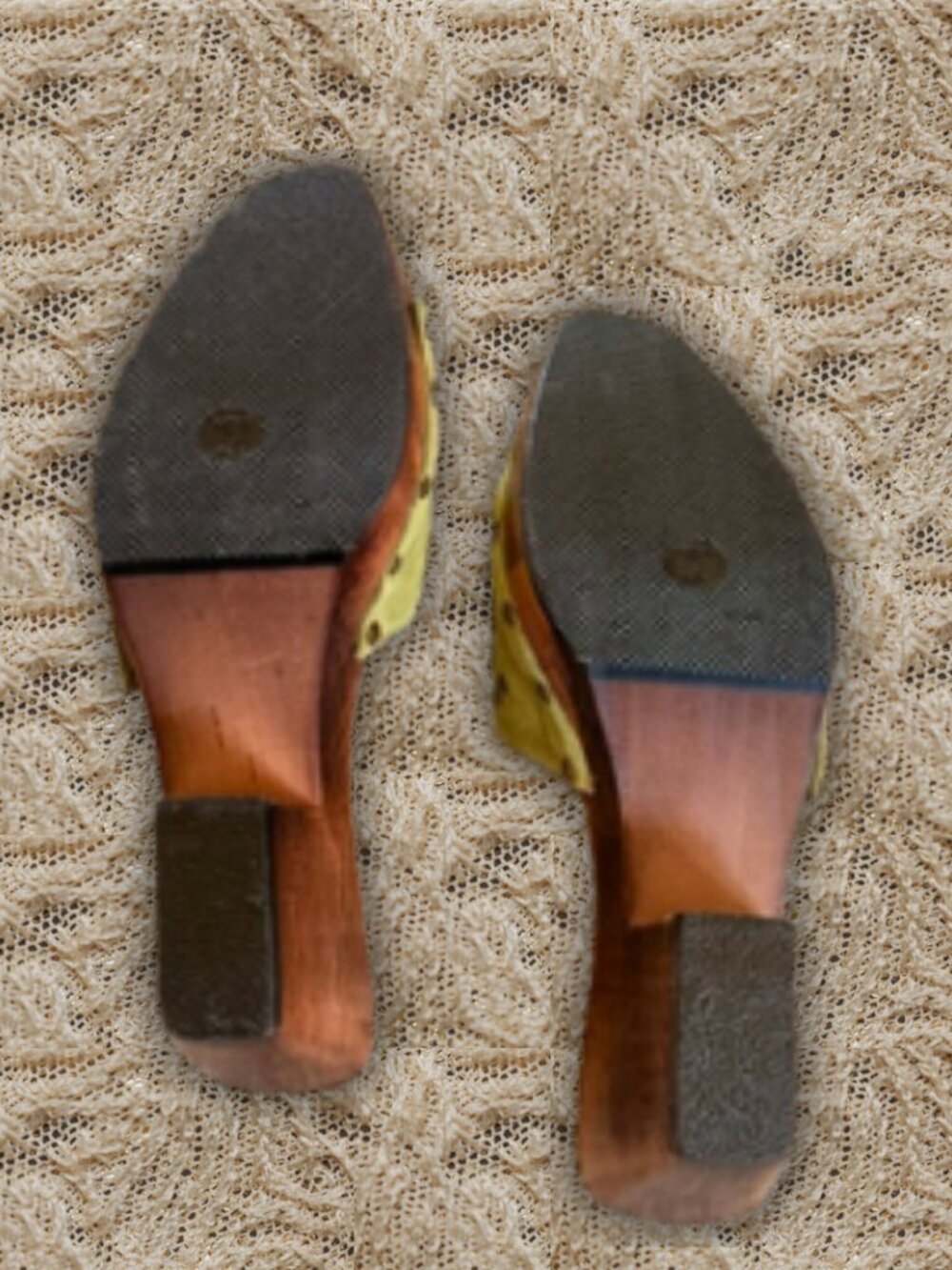 Size 7 Y2K Donald J Pliner Western Couture Studded Wood Slides - Picture 4 of 4